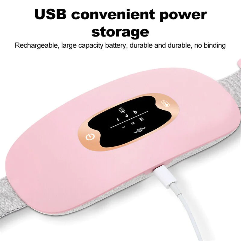 Electric Heating Menstrual Pad Belt with Vibration & Heat Therapy - Period Pain Relief for Women - Comfortable Cramp Relief at Home, Work or During Sleep