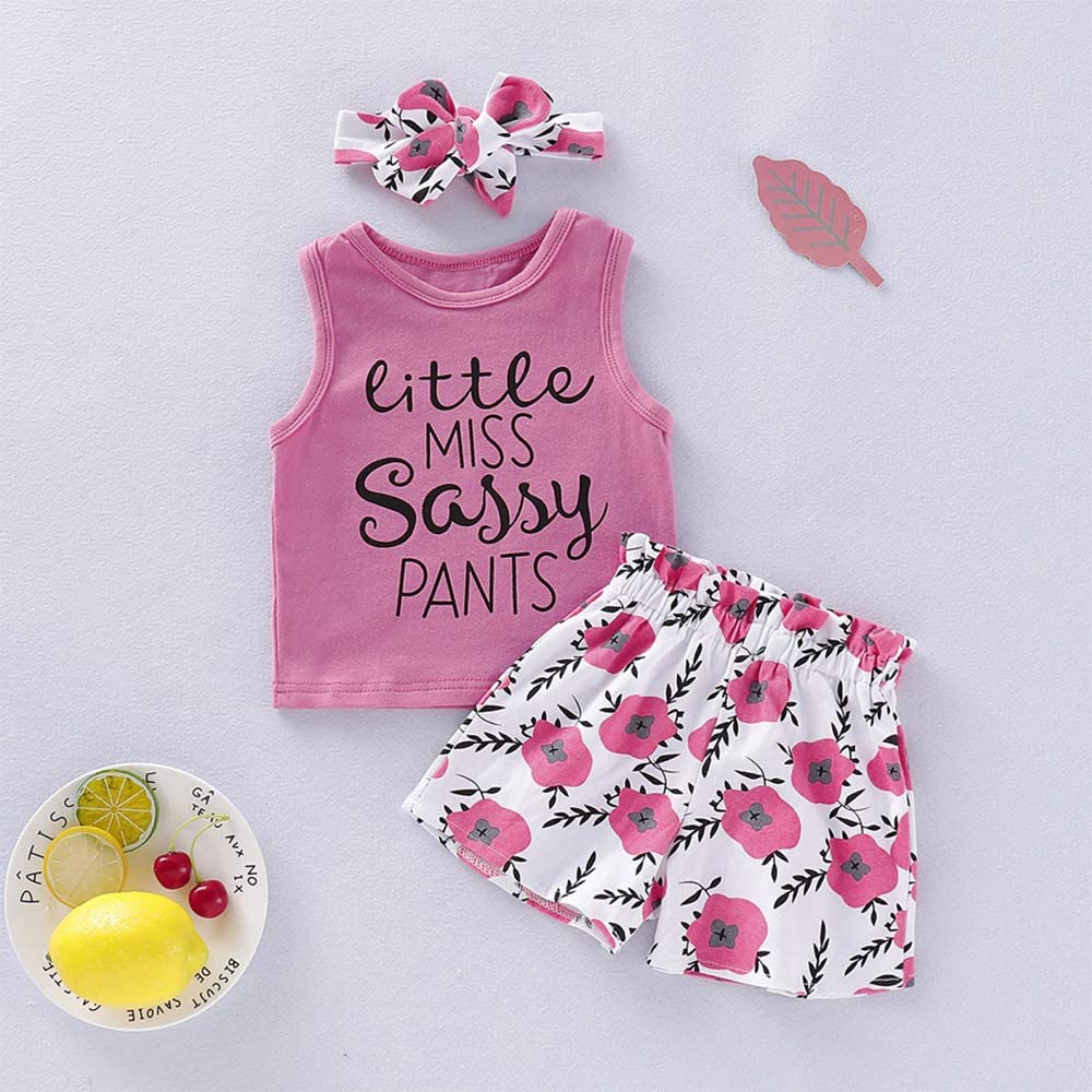 Toddler Girl Summer Outfit Set - Floral Sleeveless Tank Top, Shorts & Headband | Cute Toddler Clothes for Playdates, Beach & Outdoor Activities