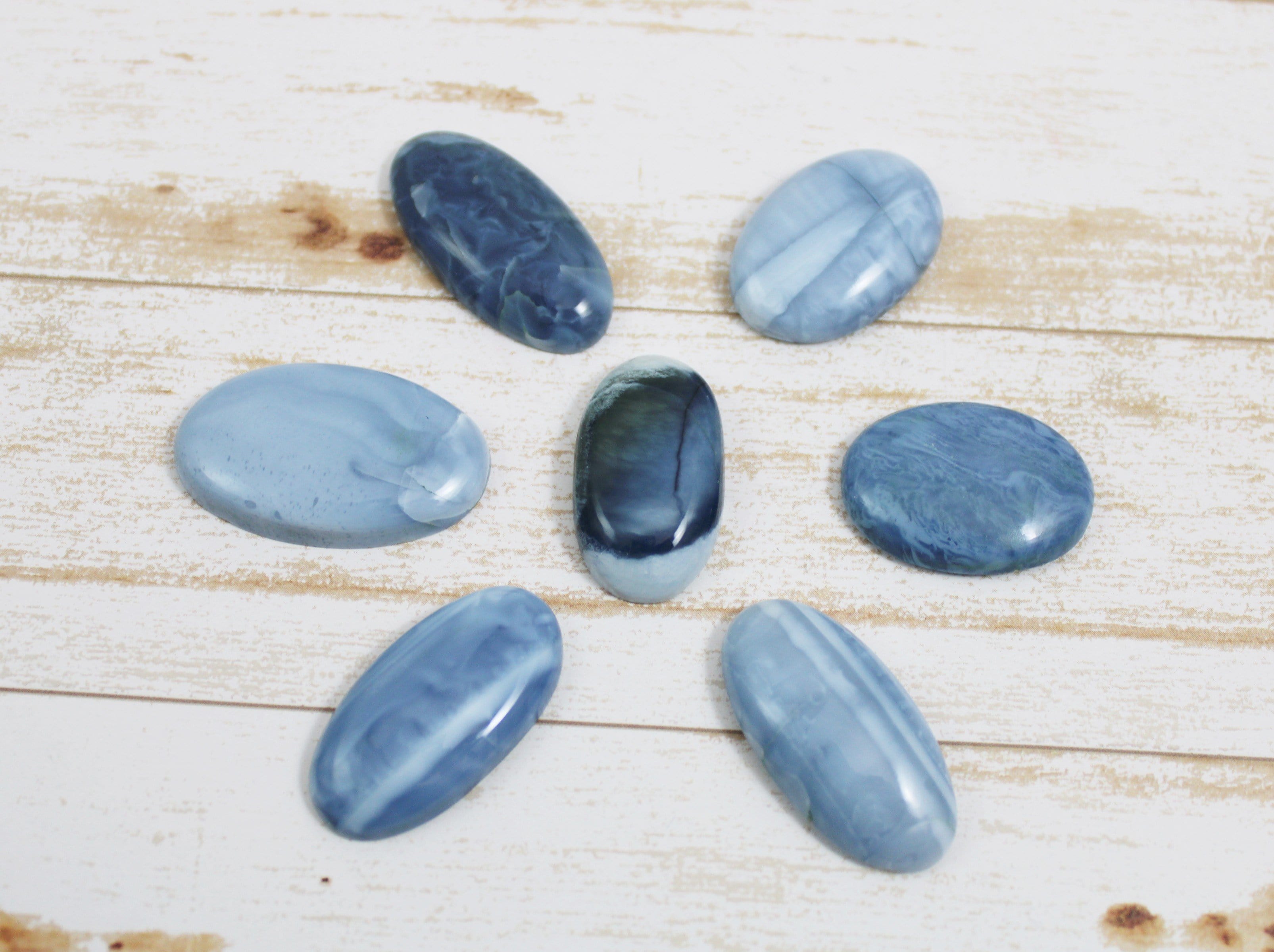Natural Blue Opal Cabochons for Jewelry Making - High Quality Gemstone for Rings, Necklaces & DIY Crafts | Perfect for Handmade Gifts & Boho Style Accessories