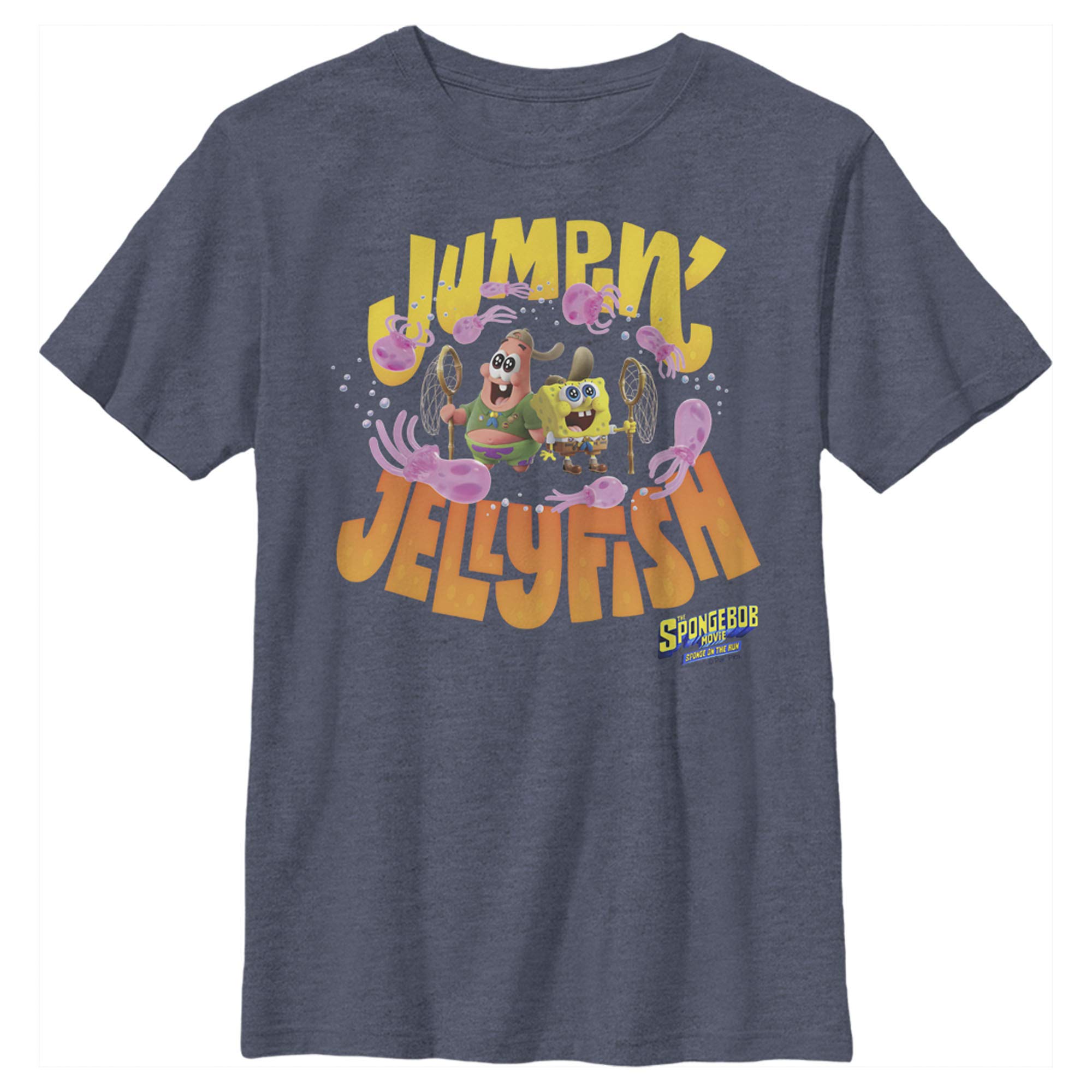 Spongebob Squarepants Boys' Jumping Jellyfish Graphic T-Shirt - Soft Cotton Cartoon Tee for Kids' Birthday & Summer Outfits