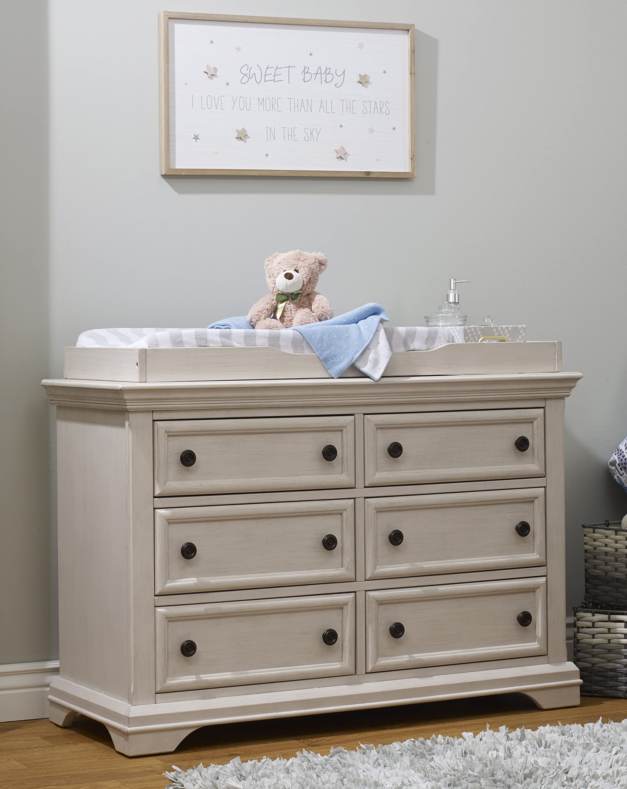 Sorelle Portofino Baby Dresser - Brushed Ivory Nursery Dresser with Drawers for Kids Bedroom, Child's Room Nightstand | Perfect for Organizing Baby Clothes, Diapers & Nursery Essentials