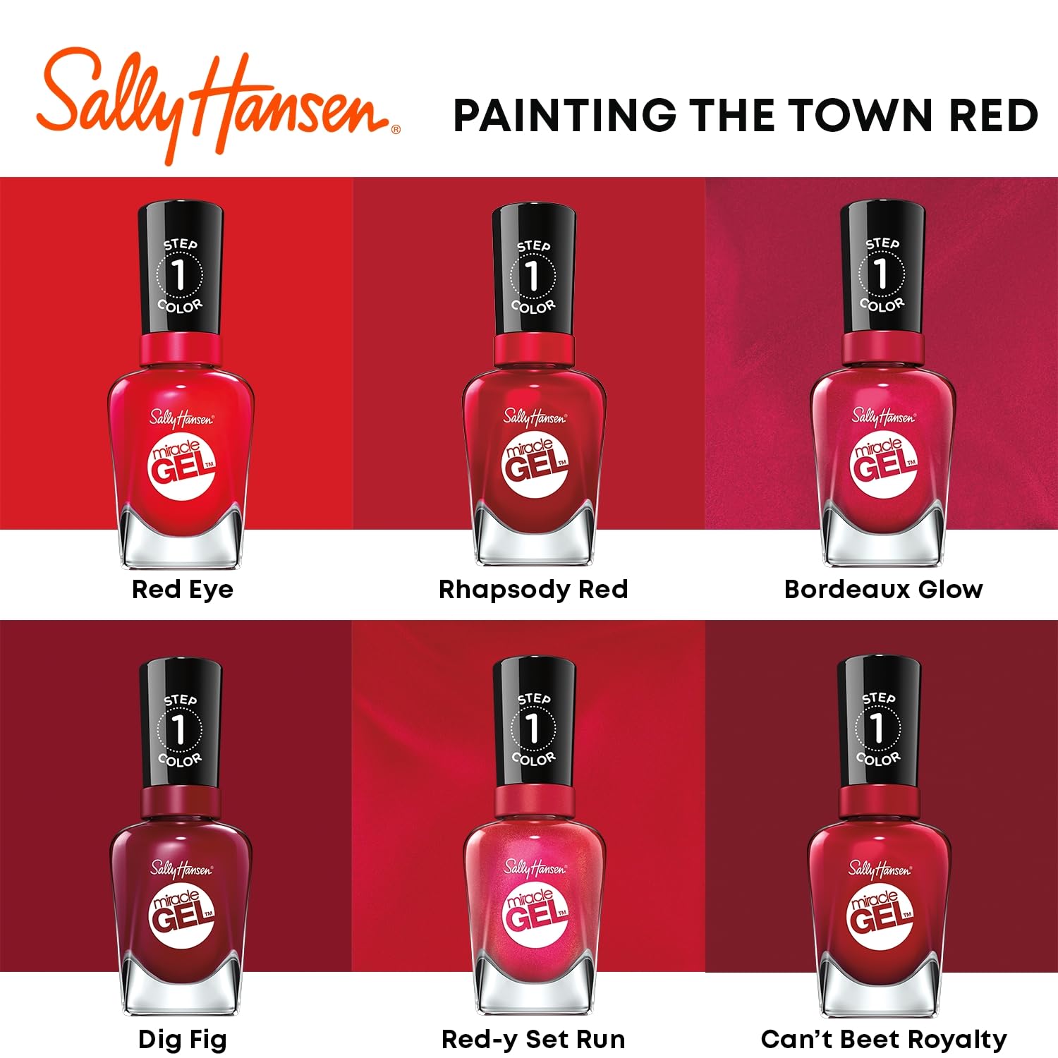 Sally Hansen Miracle Gel Nail Polish - Rhapsody Red, Long Lasting Gel-Like Formula, No UV Lamp Needed, Chip Resistant, Salon Quality at Home | Perfect for Parties, Weddings & Everyday Wear