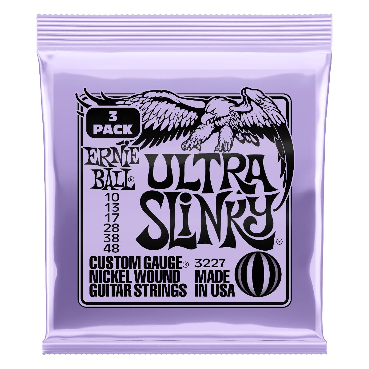 Ernie Ball Ultra Slinky Nickel Wound Electric Guitar Strings 3-Pack, 10-48 Gauge (P03227) | Premium Tone & Durability for Rock, Blues & Metal | Perfect for Live Performances & Studio Recording
