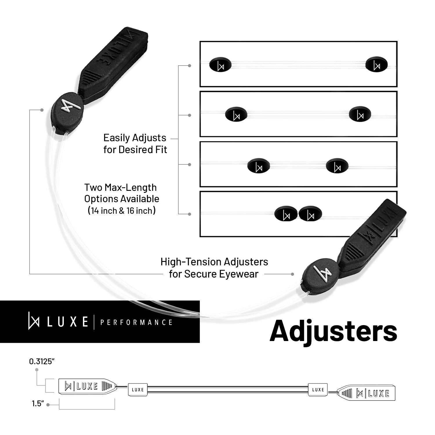 Adjustable Eyewear Retainer Straps - Glasses & Sunglasses Holder with Secure Cable Design for Sports, Reading & Outdoor Activities