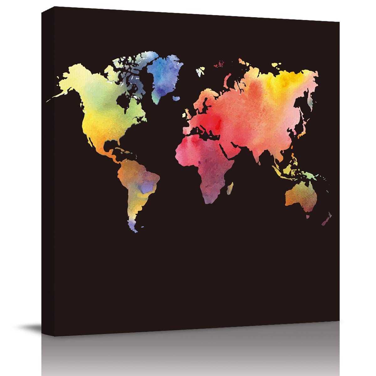 Teamery Watercolor World Map Canvas Wall Art - 8x8 Inch Aesthetic Painting for Bedroom, Living Room & Office Decor | Perfect for Home, Dorm & Workspace Decoration