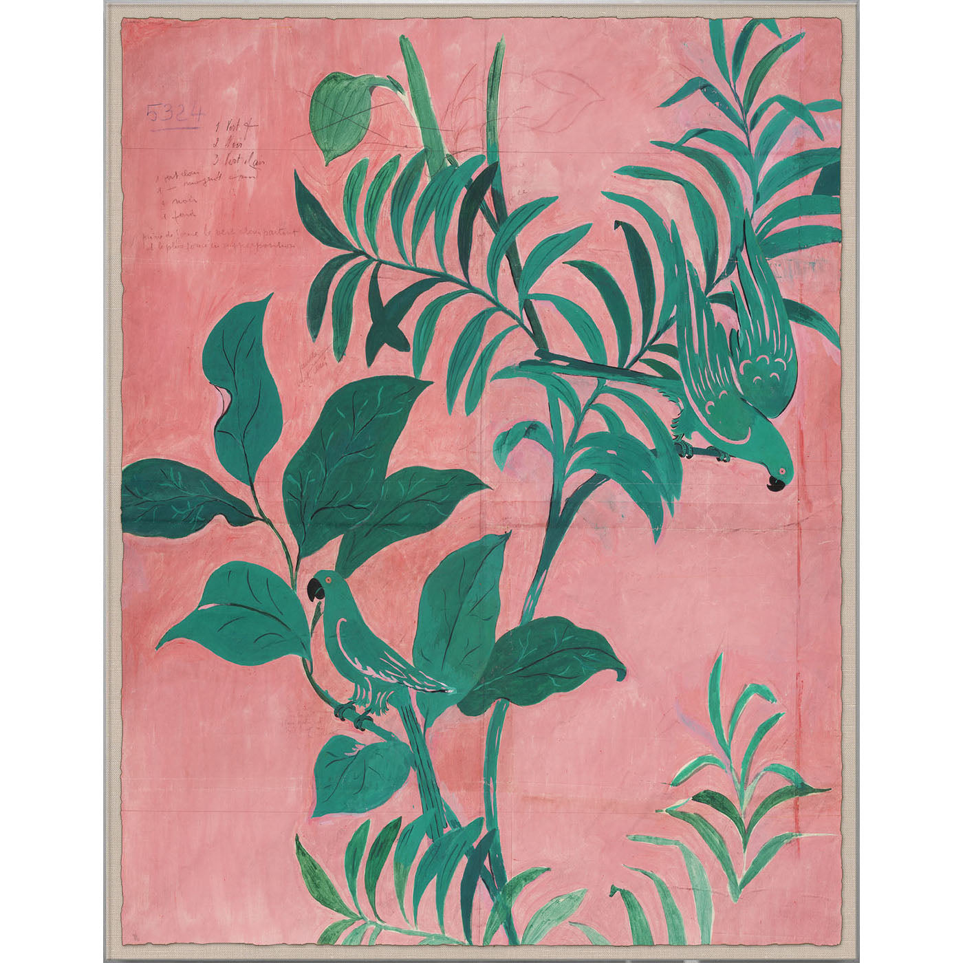Paule Marrot Pink Birds Print - Vintage Floral Artwork for Home Decor, Wall Art & Gift Ideas | Perfect for Living Room, Bedroom & Office