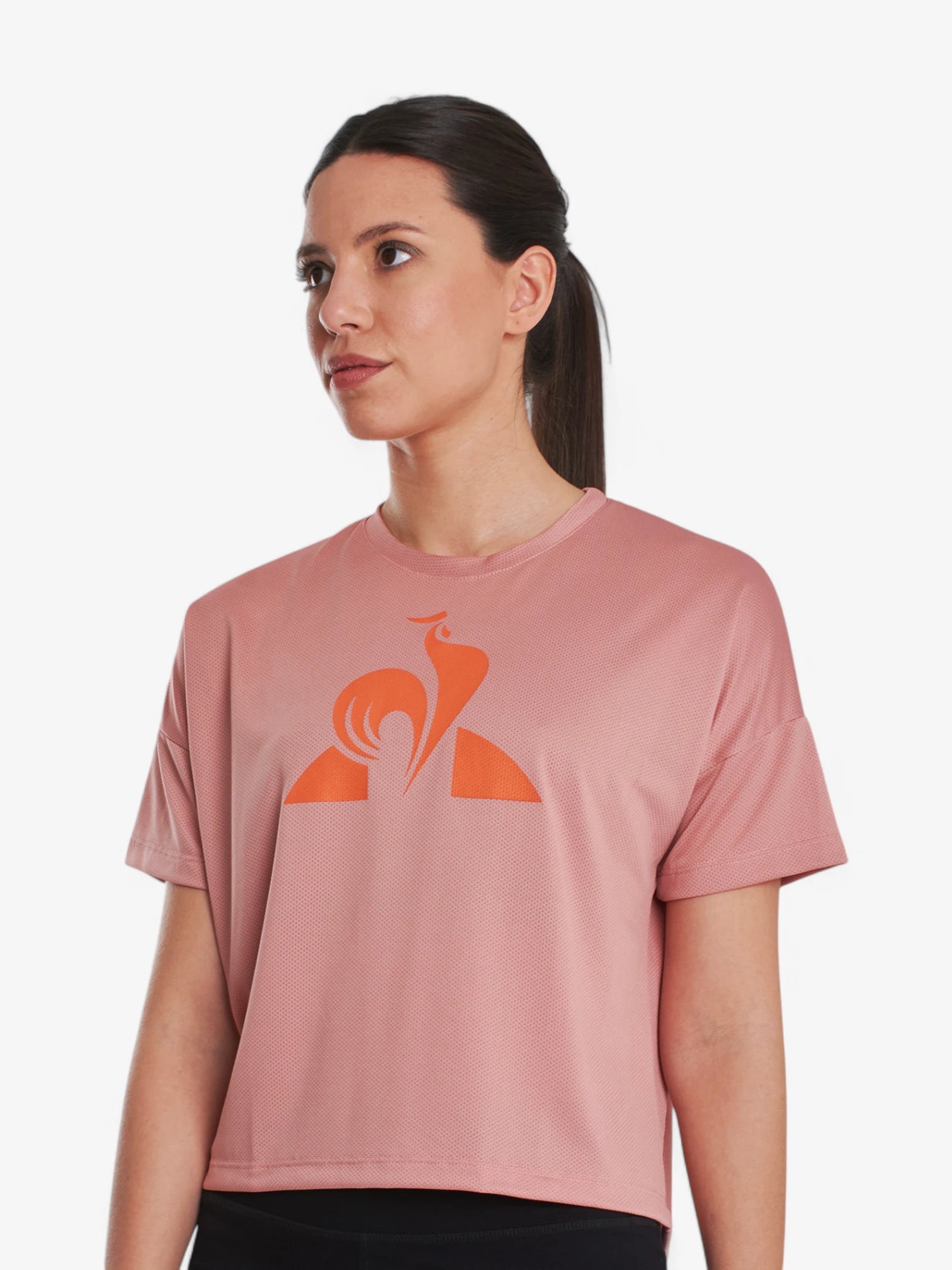 Le Coq Sportif Women's Training T-Shirt with Mesh Panels - Pink | Breathable & Comfortable for Workouts, Running & Gym Sessions