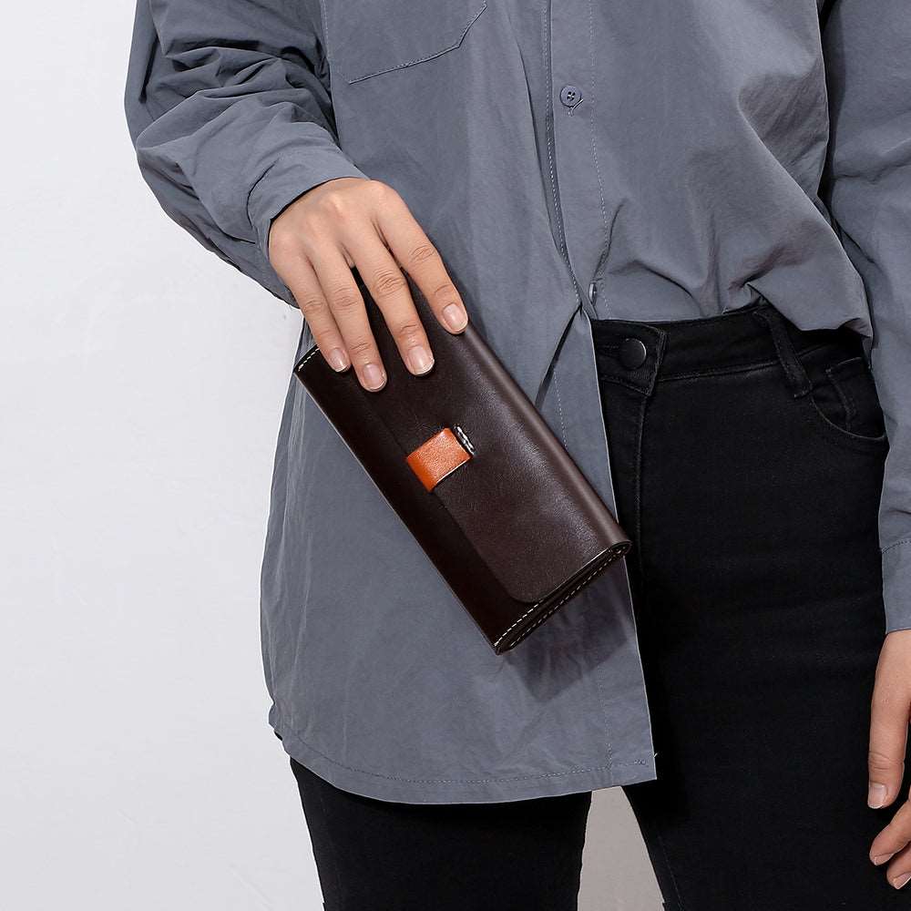Handmade Genuine Leather Long Bifold Wallet for Women - Slim RFID Blocking Wallet with Multiple Card Slots & ID Window - Perfect for Everyday Use, Travel, and Gift Giving
