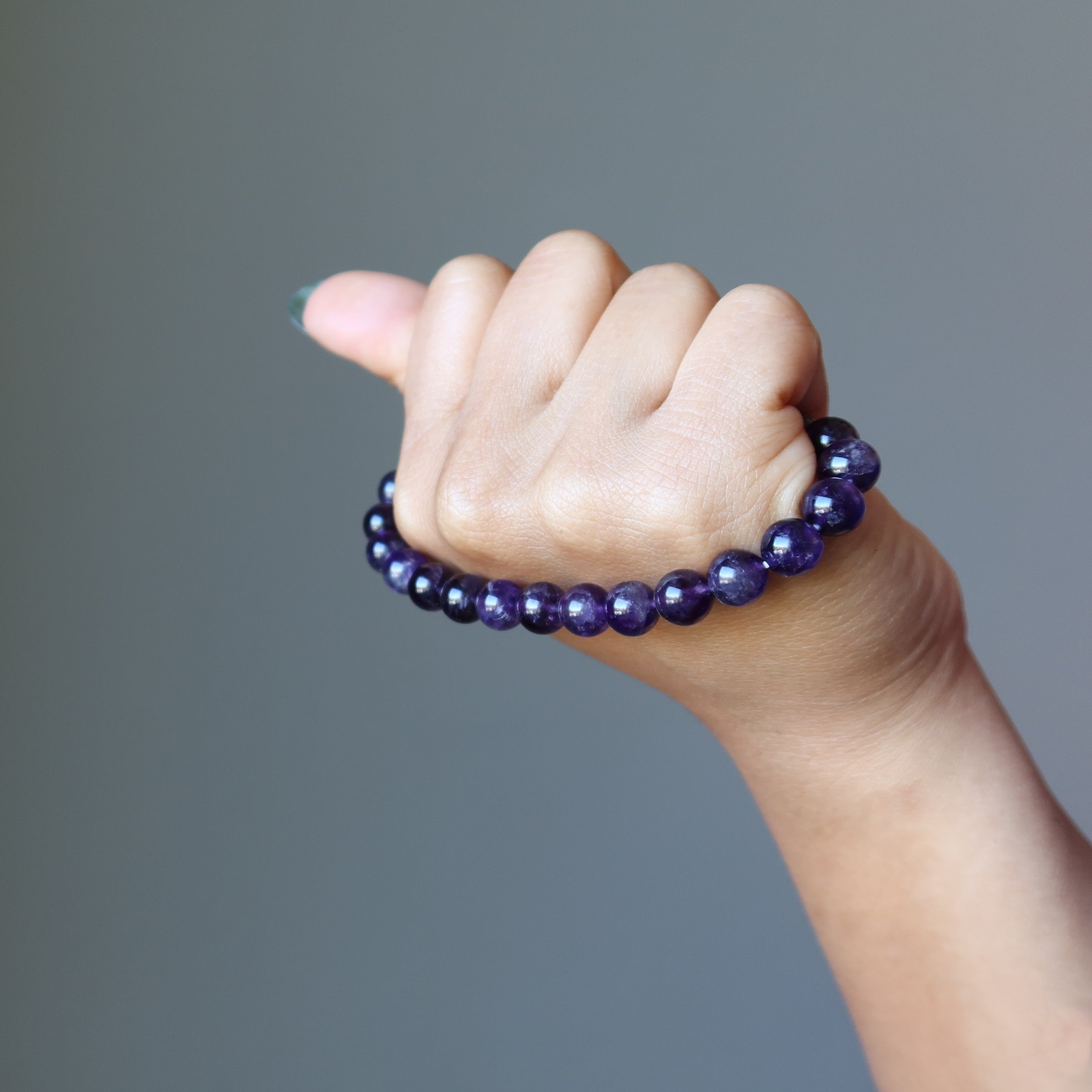 Natural Amethyst Gemstone Bracelet for Women - Deep Purple Healing Crystal Beads for Meditation, Stress Relief & Spiritual Balance | Perfect for Yoga, Reiki & Daily Wear