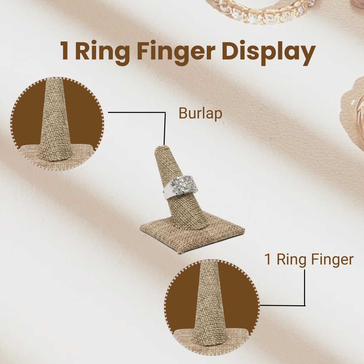 Burlap Jewelry Ring Display Stand 2.12