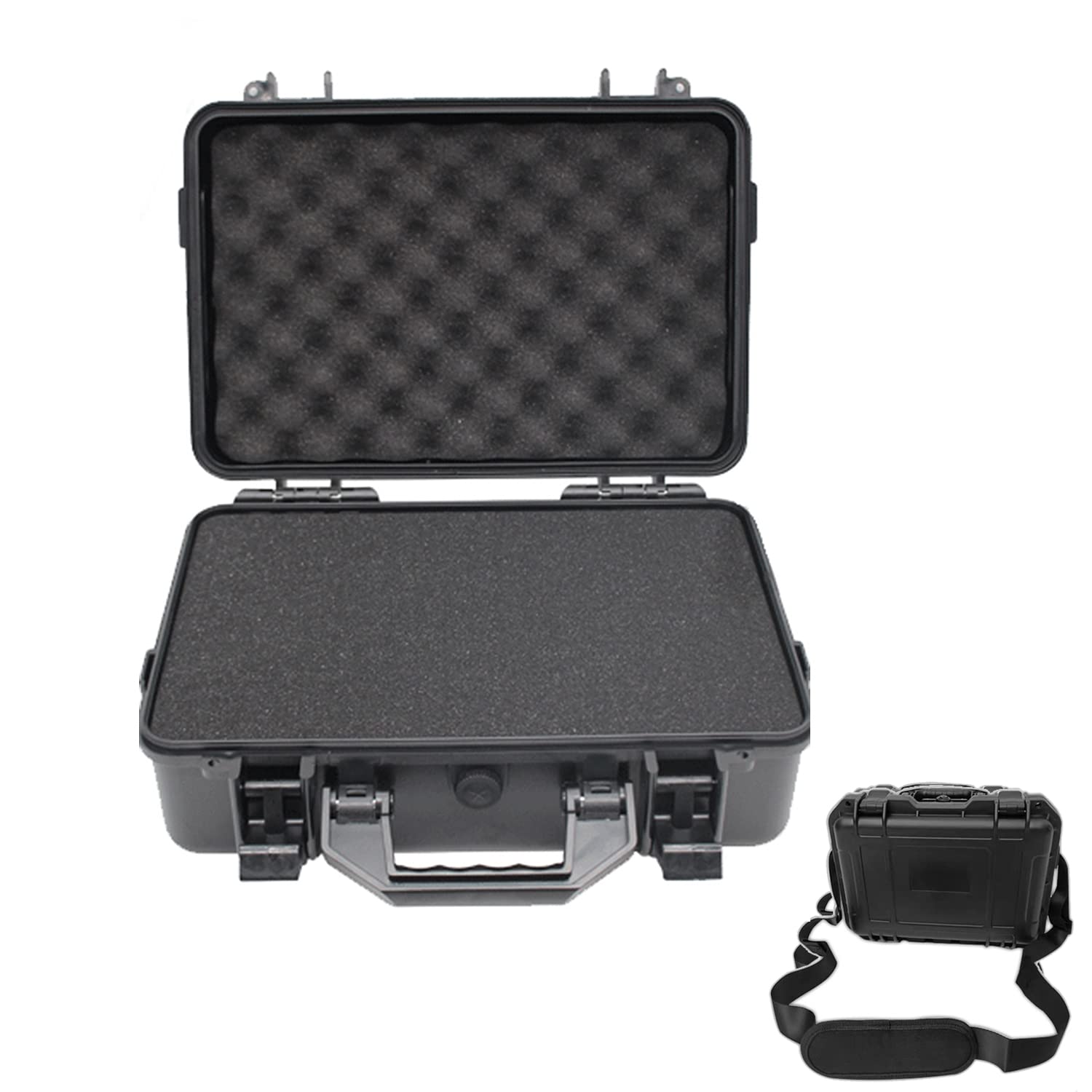 ONERAY 14.3x11.42x6.3 Inch Waterproof Hard Case with Customizable Foam - Durable Storage Shoulder Bag for Cameras, Electronics & Equipment - Perfect for Travel, Outdoor Adventures & Equipment Protection