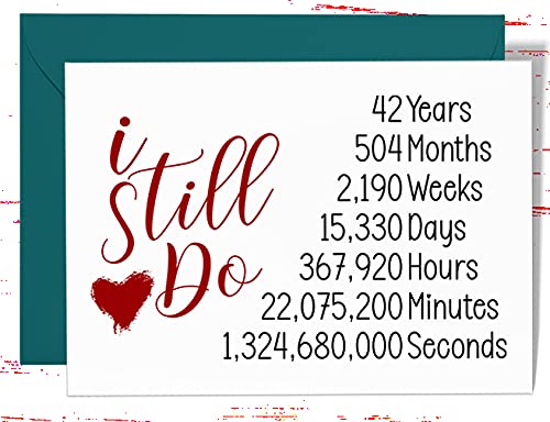 42nd Anniversary Card - Romantic 'I Still Do' Greeting Card for Husband or Wife - Perfect for 42 Year Wedding Anniversary Gifts & Celebrations