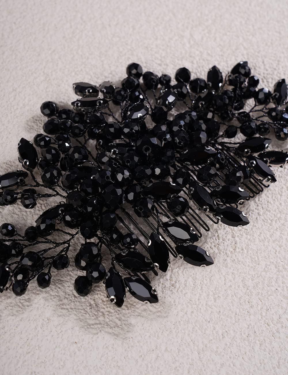 Jumwrit Elegant Rhinestone Bridal Hair Comb - Handmade Wedding Headpiece with Sparkling Beads for Women & Girls (Black) | Perfect for Weddings, Prom, Parties & Special Occasions