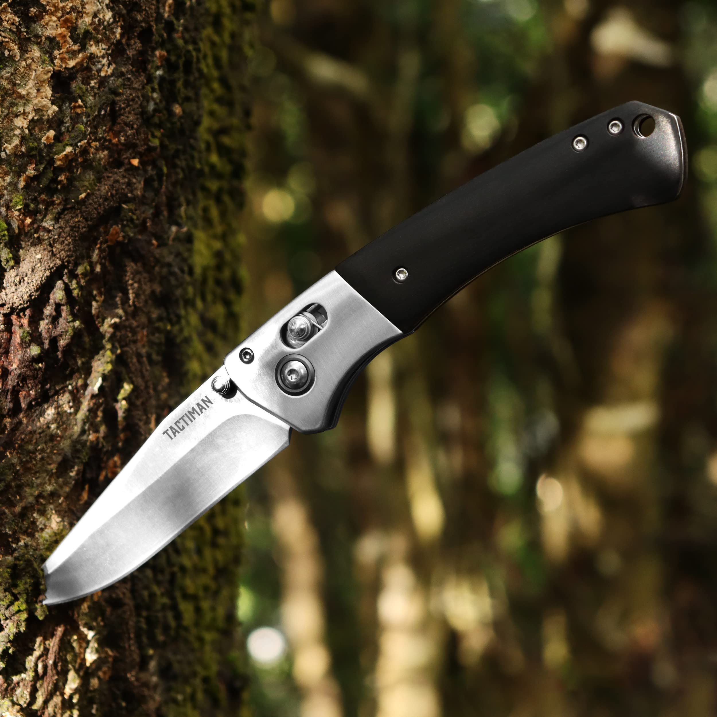 Tactical Pocket Folding Knife - EDC Survival Camping Knife with 8Cr13MoV Stainless Steel Blade, Wood Handle & Axis Lock | Compact Gentleman's Knife with Low Profile Design & Pocket Clip | Perfect for Outdoor Adventures, Hiking, Hunting and Everyday Carry
