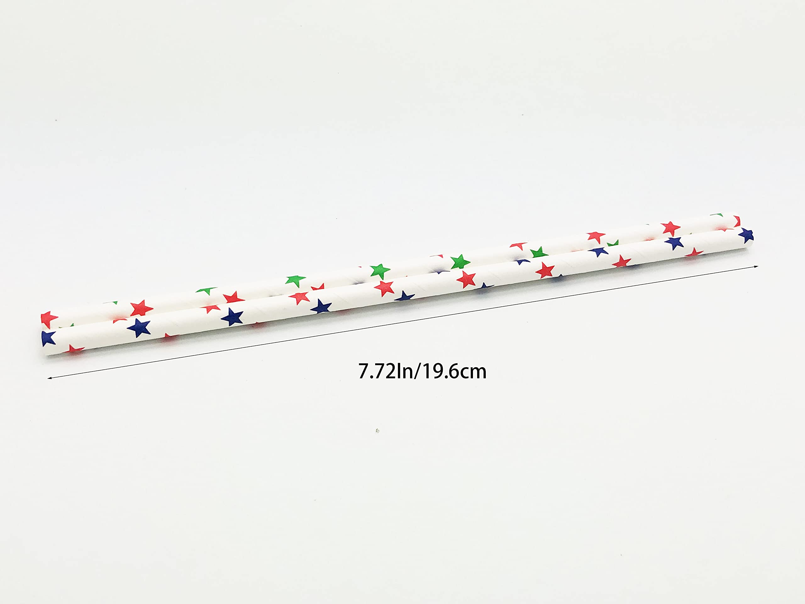 100 Pcs Colorful Disposable Paper Straws - Star & Rainbow Pattern Drinking Straws for Juices, Smoothies, Cocktails, Milkshakes | Eco-Friendly Party Supplies for Birthdays, Weddings & Summer Events (White)