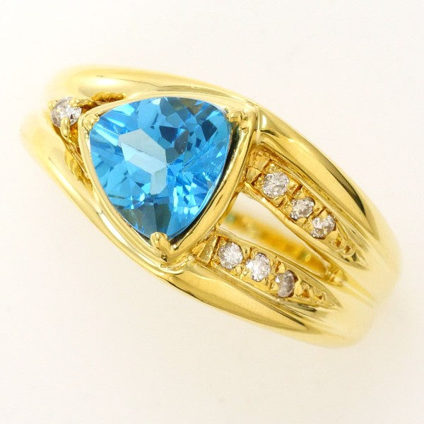 18K Yellow Gold Blue Topaz Diamond Ring for Women - Elegant Birthstone Jewelry Gift for Anniversary, Engagement & Special Occasions