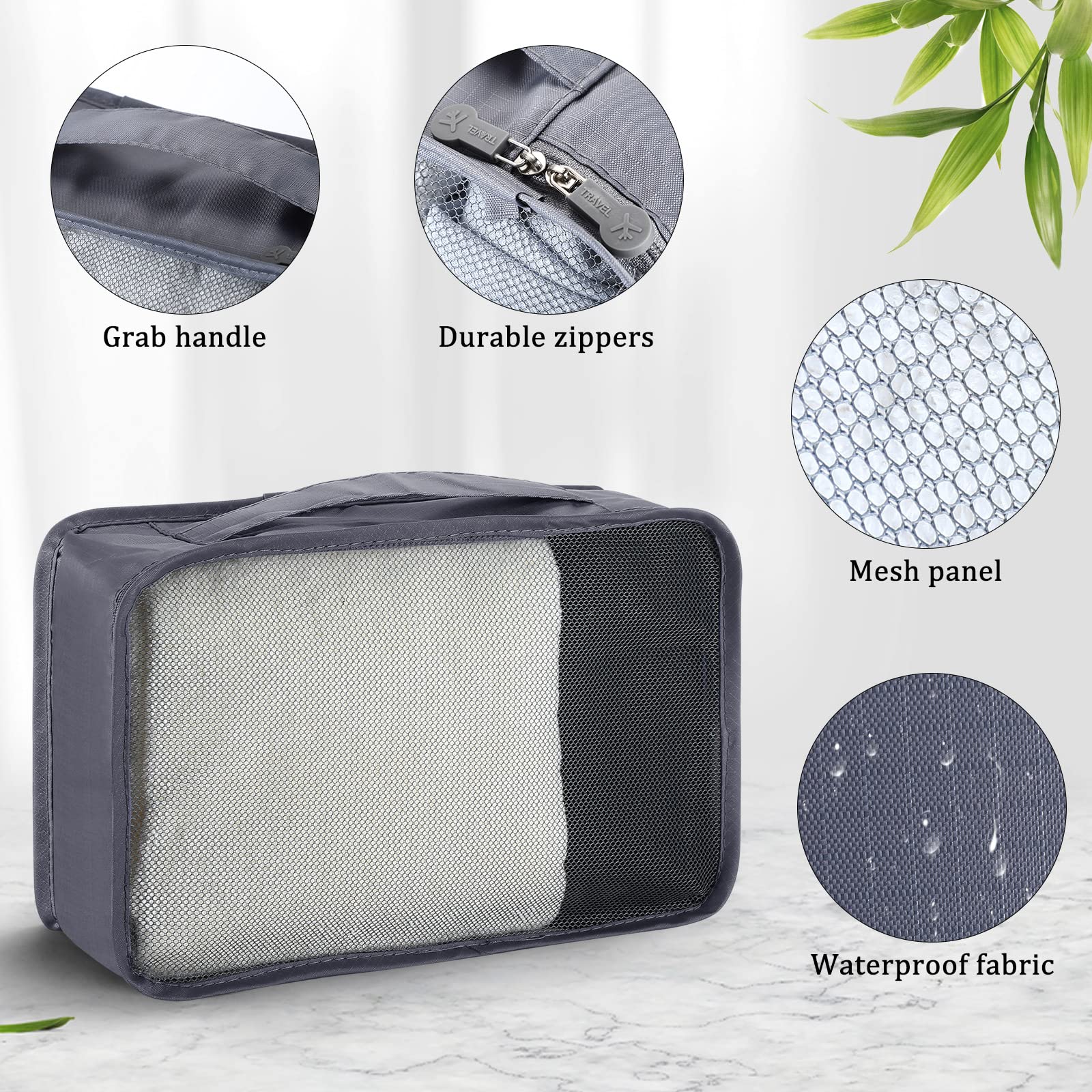 12-Piece Travel Packing Cubes Set - Lightweight Mesh Luggage Organizer Bags (12x8x5 Inches, Grey) - Perfect for Suitcase Organization, Business Trips & Weekend Getaways