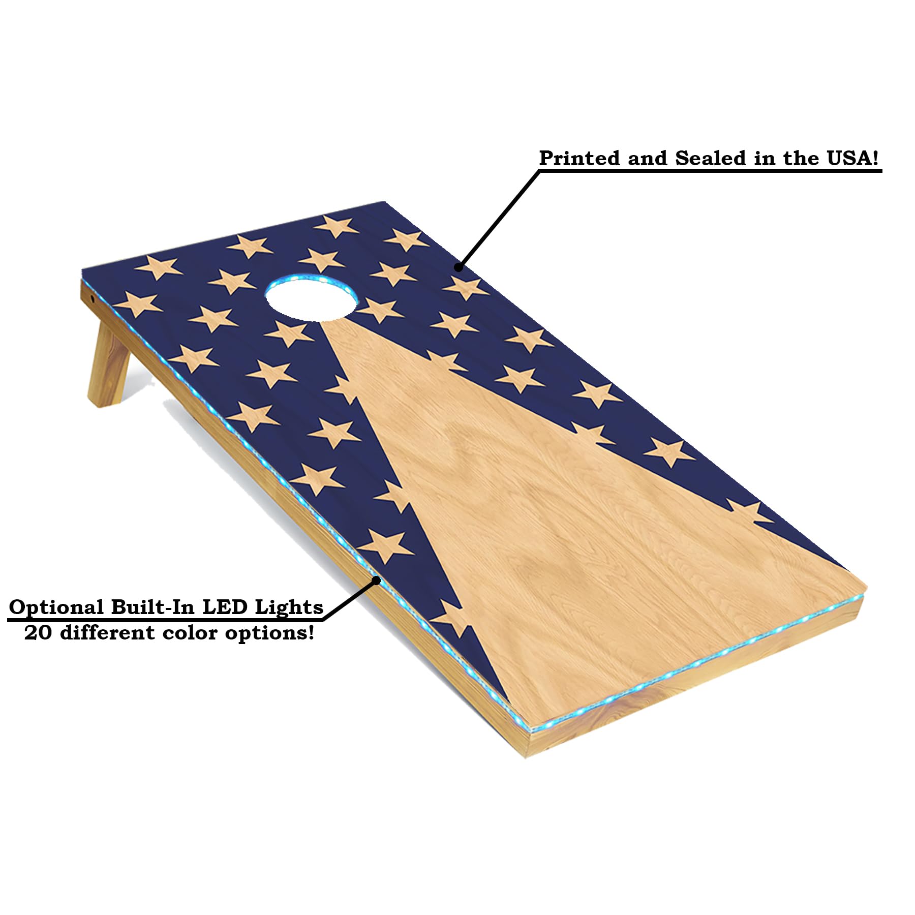 Premium Cornhole Board Set with 8 Bean Bags & Carrying Case - Regulation 4'x2' Size - Tournament Grade & Lightweight Design - Optional LED Lights for Night Play - Perfect for Backyard Parties, Tailgating, and Outdoor Events