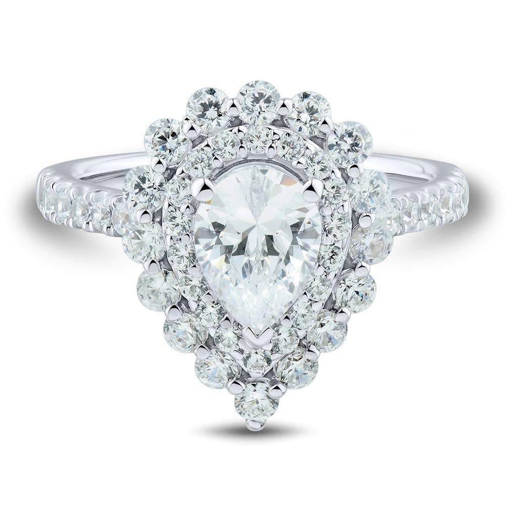 1 Carat Pear-Shaped Moissanite Engagement Ring - 10K/14K/18K Yellow Gold, Rose Gold & White Gold Halo Ring - Perfect for Proposals, Anniversaries & Wedding Bands