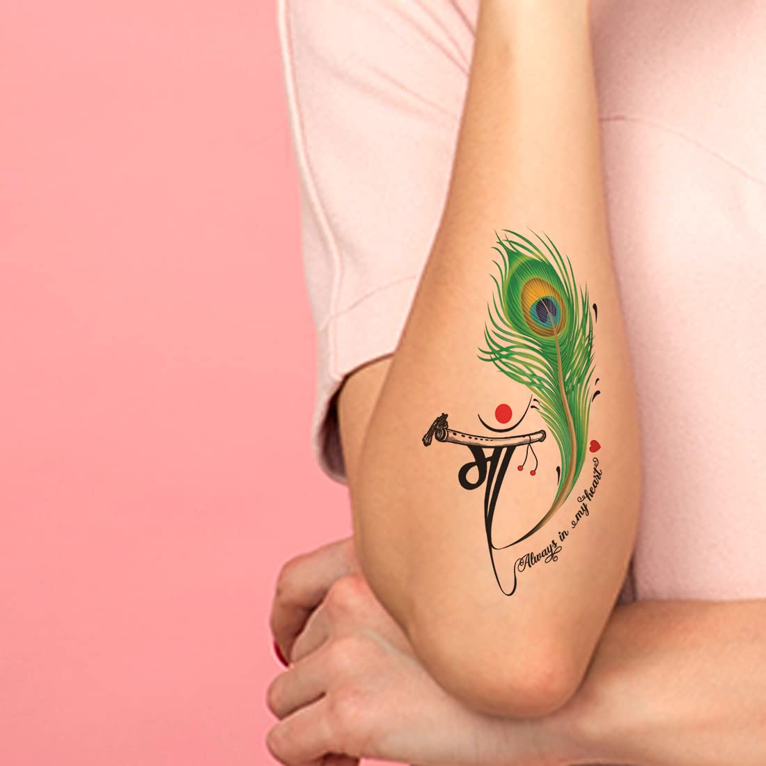 Waterproof Peacock Feather Temporary Tattoo for Men & Women - Colorful Fake Body Art - Perfect for Festivals, Parties, and Costume Events