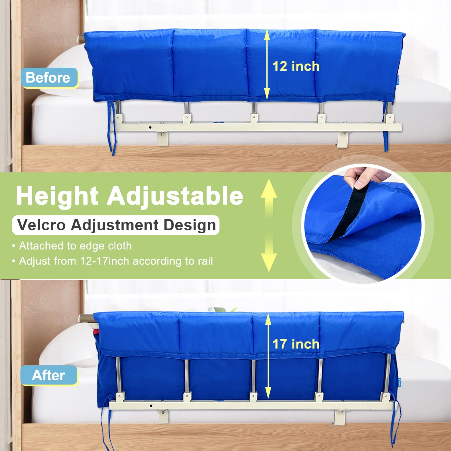 Hospital Bed Rail Padding Cushion - Safety Guard Cover for Adults & Elderly - Medical Grade Foam Bumper Protector - Prevents Injuries & Enhances Comfort - Ideal for Home Care, Nursing Homes & Rehabilitation Centers (1 Piece)