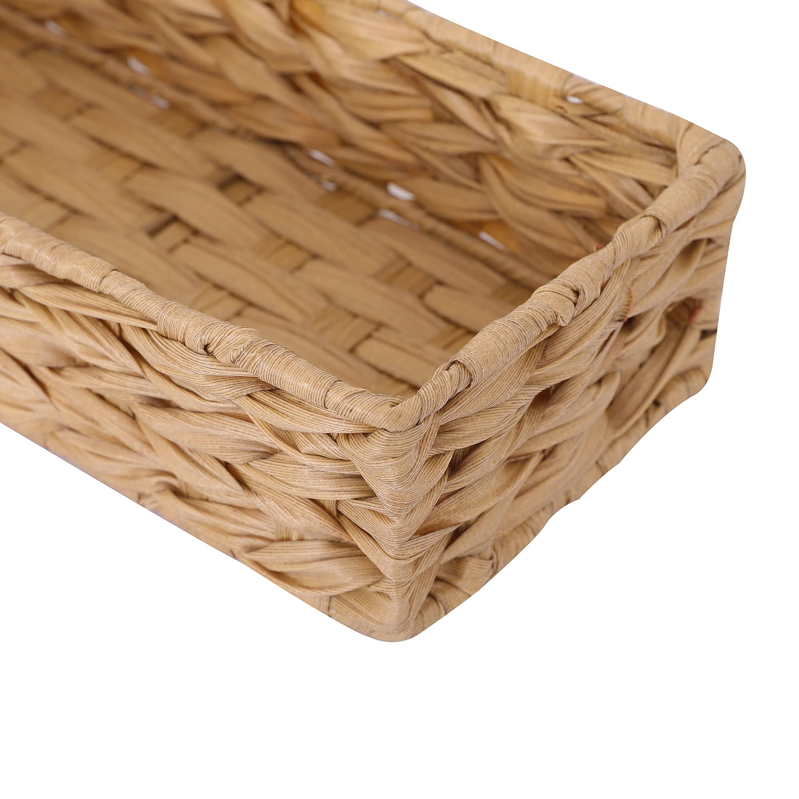 Woven Toilet Paper Storage Basket - Bathroom Organizer Bin for Toilet Tank Top | Decorative Wicker Basket for Bathroom Essentials & Toiletries | Perfect for Small Space Organization and Home Decor