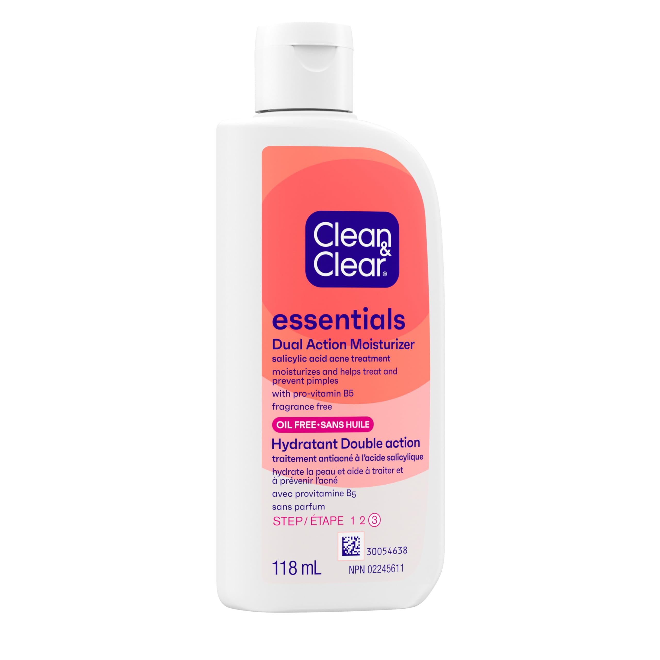 Clean & Clear Oil-Free Dual Action Moisturizer 3.93oz - Acne Treatment & Hydration for Oily & Sensitive Skin - Daily Face Moisturizer for Teens & Adults - Lightweight, Non-Greasy Formula for Clear, Healthy Skin - Perfect for Morning & Night Skincare Routine