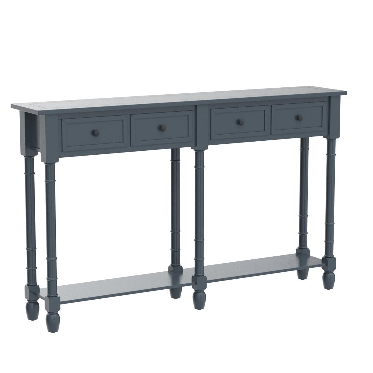 Rustic Wood Console Table with 2 Storage Drawers & Bottom Shelf - Sofa Table for Living Room, Entryway - Easy Assembly Antique Navy - Perfect for Hallway Decor, Farmhouse Style Home, and Small Space Organization
