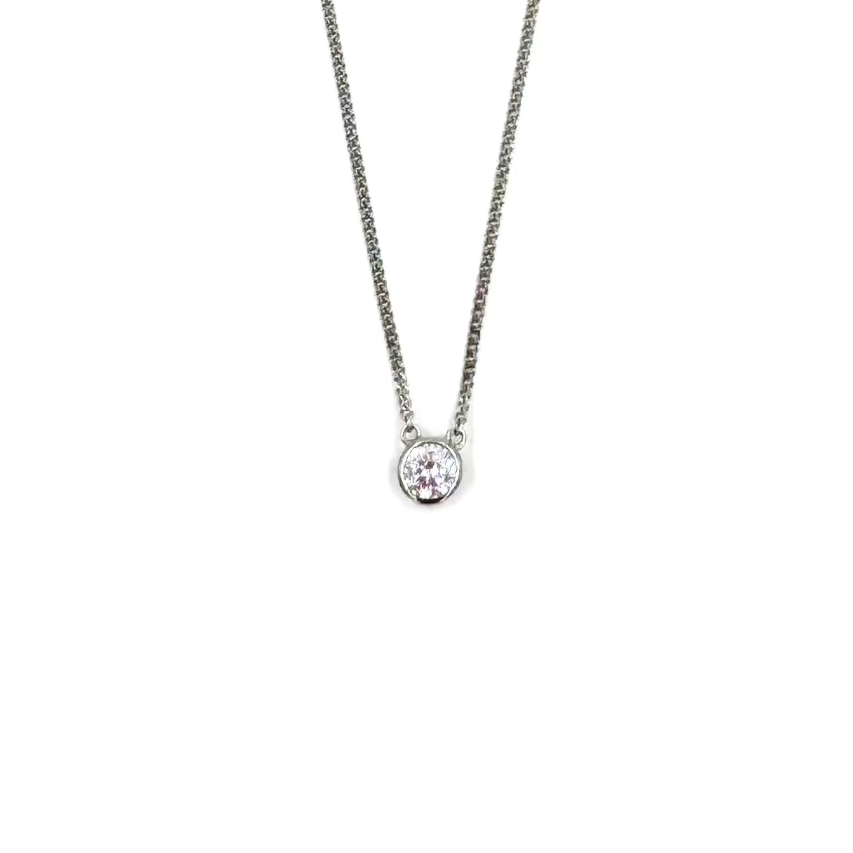Ashley Gold Sterling Silver Bezel Set Single Cubic Zirconia Necklace - Elegant Jewelry for Women, Perfect for Parties, Weddings & Special Occasions
