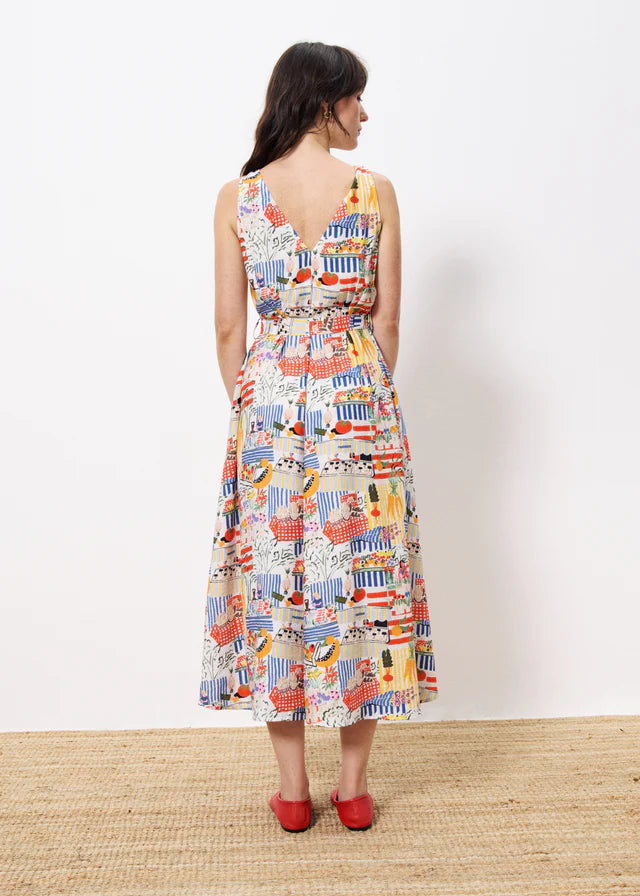 Achouak Women's Floral Print Summer Dress - White & Multicolored | Casual Boho Maxi Dress for Beach, Vacation & Party Wear