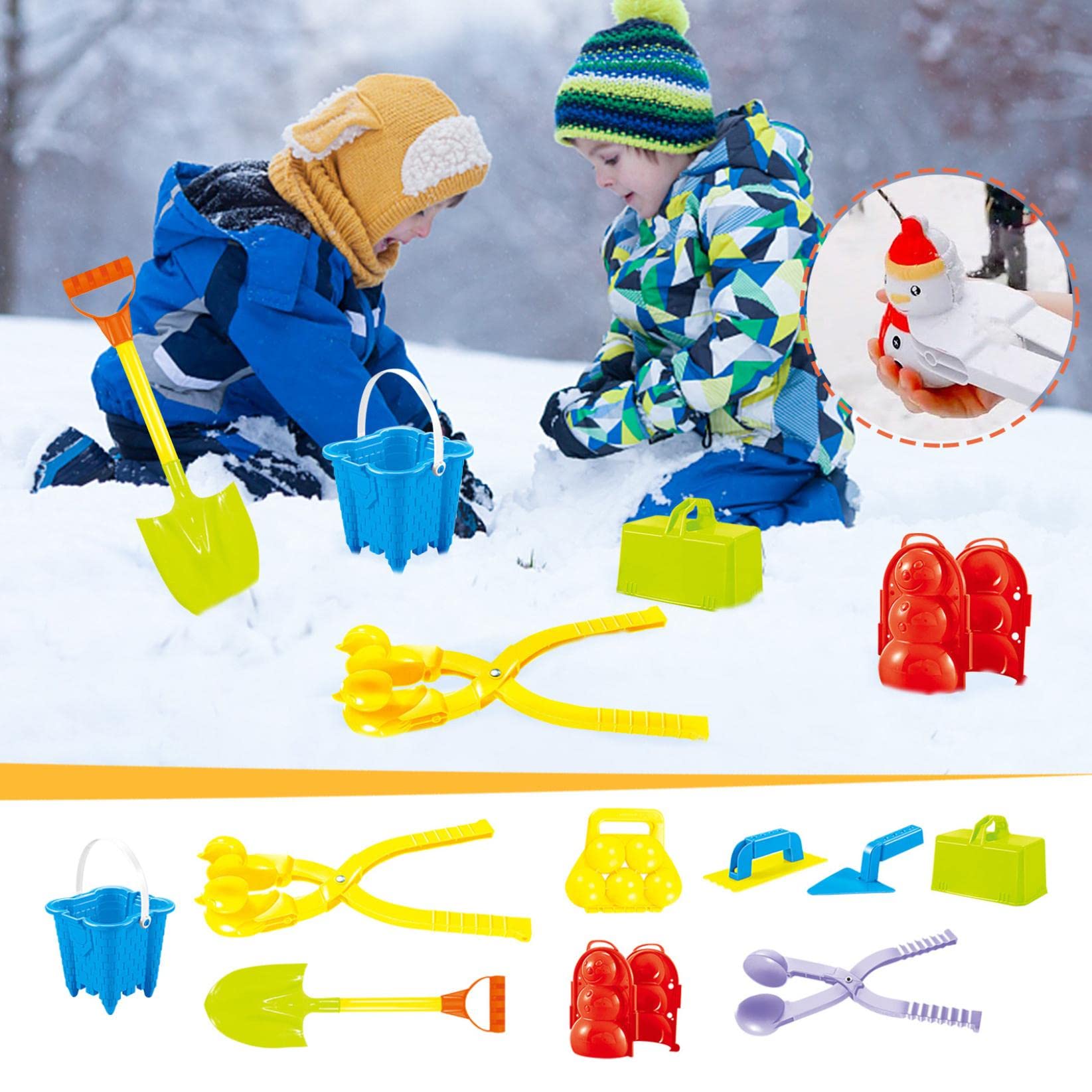 Vaidhai Snowball Maker Tool Set - Duck Snow Ball Toys Kit with Large Snow Trap & Handle for Kids & Adults - Perfect for Outdoor Winter Play, Snowball Fights & Snow Mold Fun