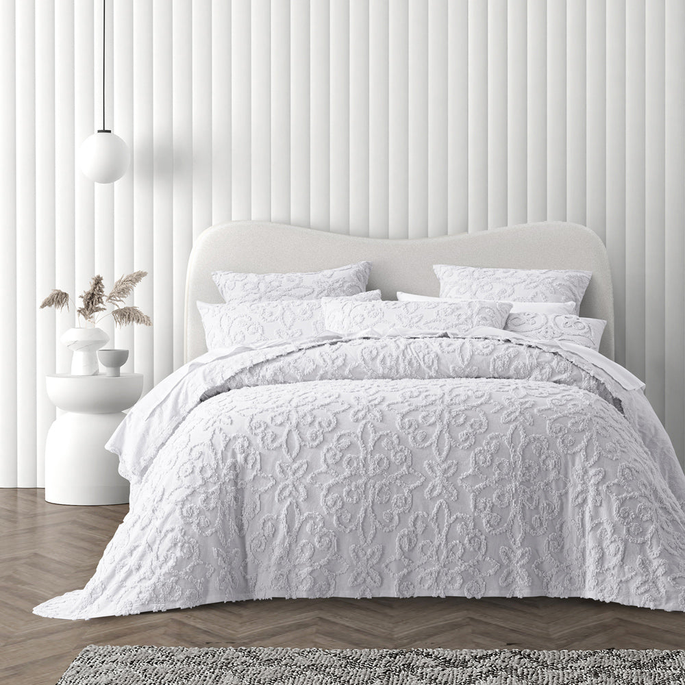 Ella White Bedspread Set | Super King Size Bedding | Luxury Bed Cover for Master Bedroom | Perfect for Hotel, Home Decor and Gift Giving