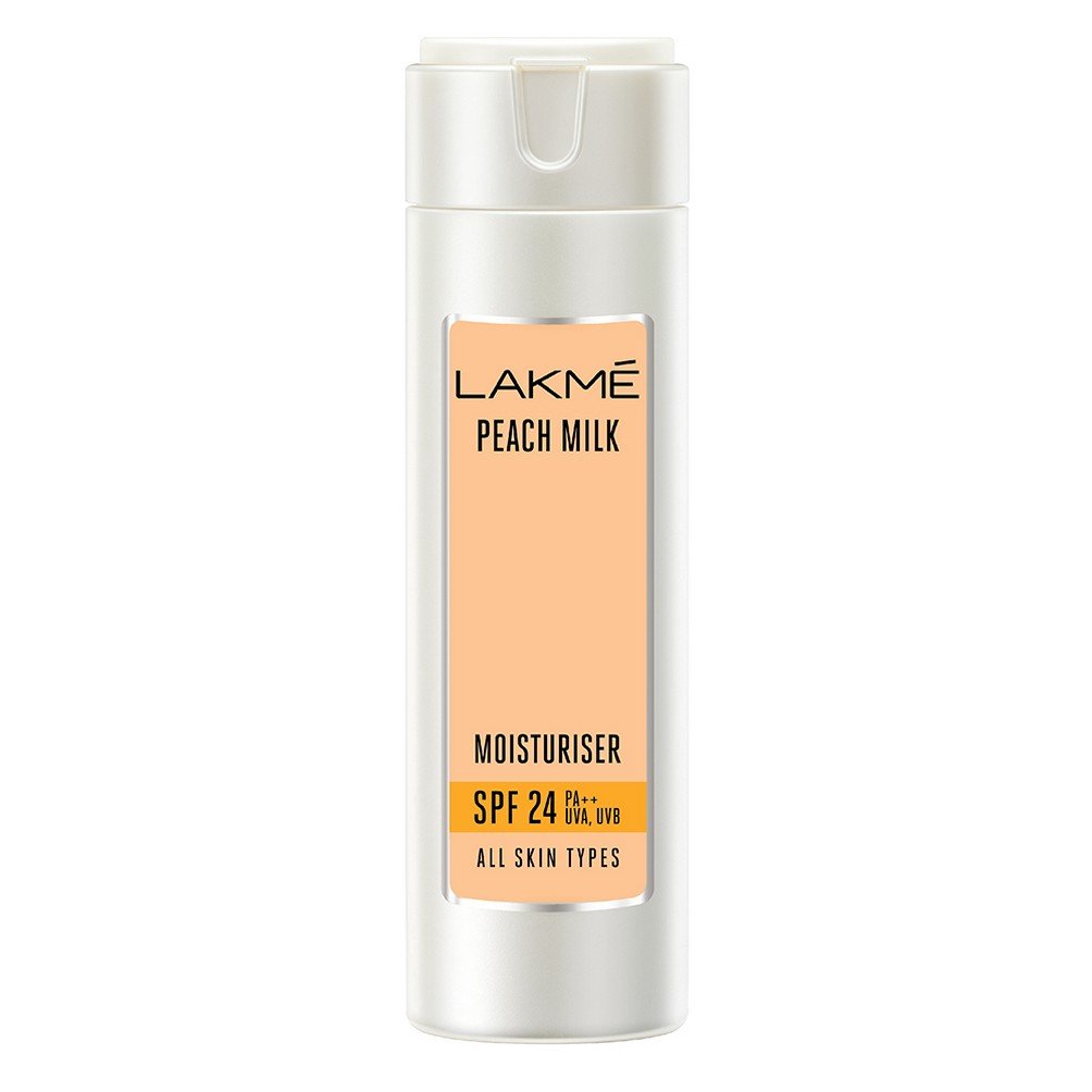 LAKMÉ Peach Milk Moisturizer SPF 24 PA++ Sunscreen Lotion - 120ml - Hydrating Daily Face Moisturizer with Sun Protection for Women - Perfect for Dry Skin & Outdoor Activities