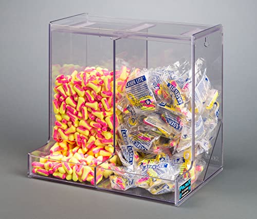 Bulk Earplug Dispenser - Break Resistant PETG Plastic with Double Bin & 4 Magnets - Perfect for Factories, Workshops, and Noise-Sensitive Workplaces