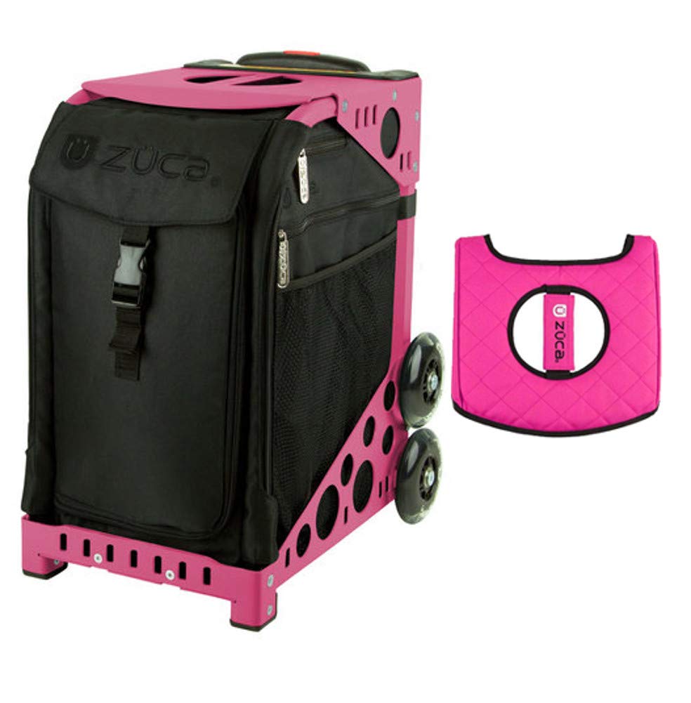 Zuca Sport Bag - Stealth Backpack with Black/Pink Seat Cover & Pink Frames | Durable Gym Bag for Hockey, Figure Skating & Travel | Perfect for Athletes & Sports Enthusiasts