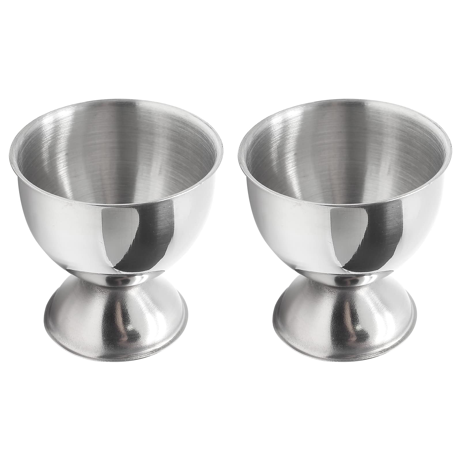 2pcs Stainless Steel Egg Cups - Silver Egg Holders for Soft & Hard Boiled Eggs, 46mm x 48mm Small Egg Tray - Perfect Kitchen Gadget for Breakfast, Brunch & Dining Table Decor