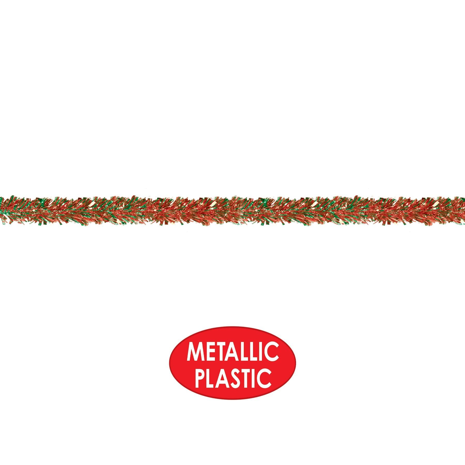 12 Pack Beistle Christmas 6-Ply Metallic Festooning Garland - Red & Green Holiday Decor for Tree, Mantel & Party Decoration