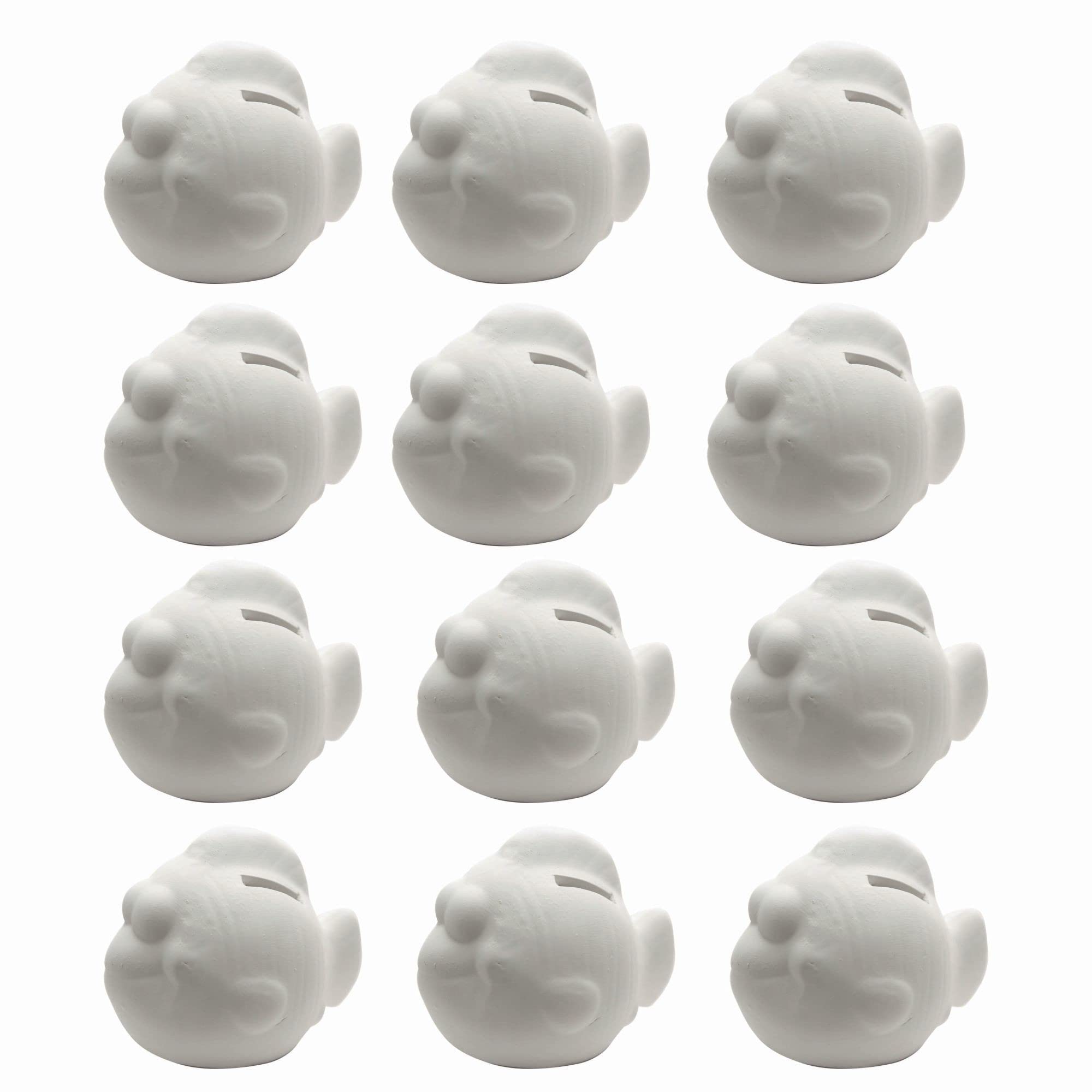 Ceramic Bisque Fish Banks - Handmade Piggy Bank for Kids, Unique Money Saving Jar, Home Decor Gift for Collectors (Perfect for Birthday, Christmas, and Room Decoration)