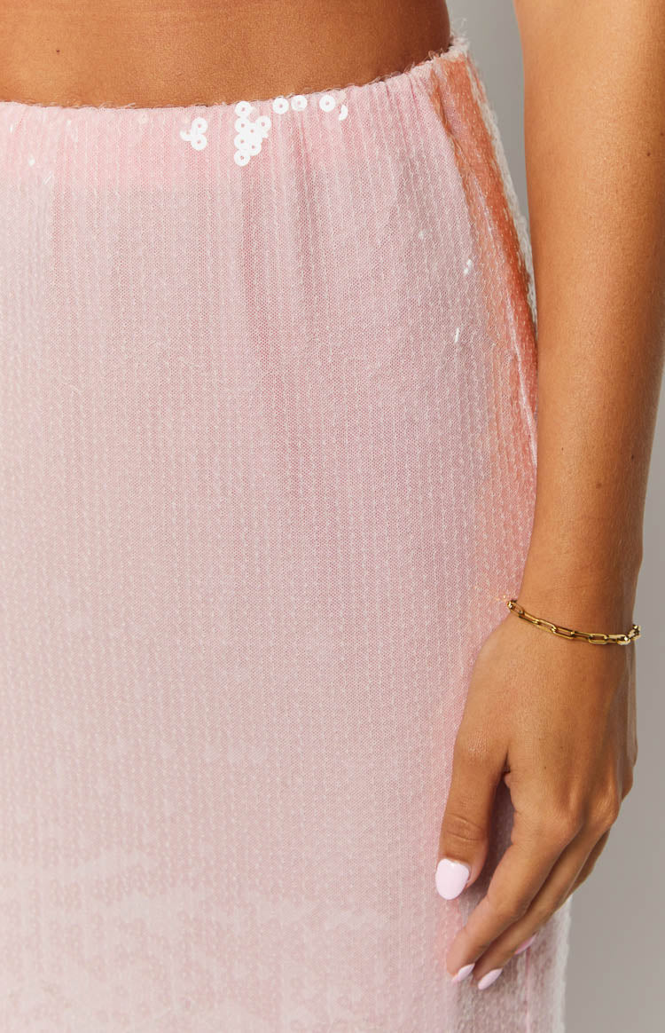 Bellah Pink Sequin Maxi Skirt for Women - Sparkly Party Dress, Elegant Evening Gown, Prom & Formal Occasions - Perfect for Dances, Weddings & Special Events