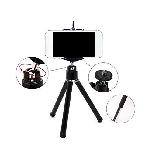 K-S-Trade Aluminum Smartphone Tripod Stand - Universal Phone Holder Compatible with Doogee V20S & Most Smartphones - Perfect for Vlogging, Live Streaming, Video Calls & Photography (Black)