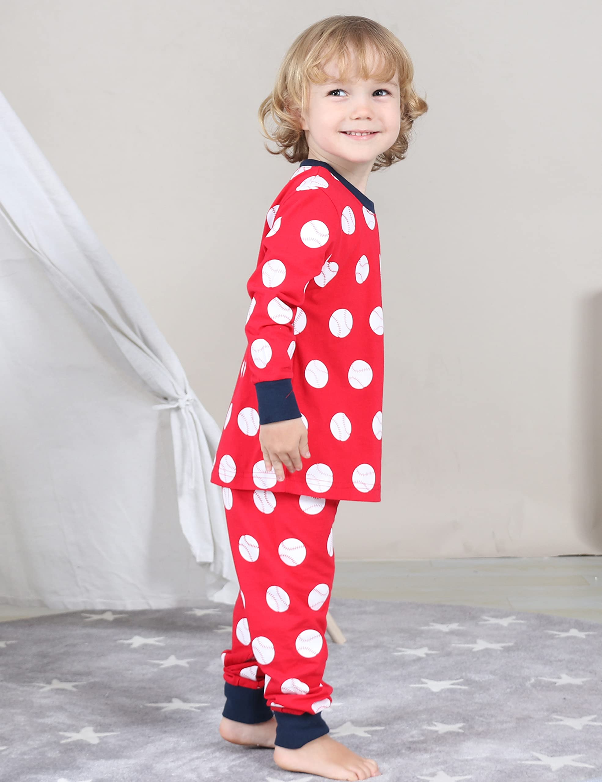 A&J DESIGN Boys Pajama Sets - 100% Cotton 2-Piece Sport Theme Pjs for Kids - Soft & Comfortable Sleepwear for Boys - Perfect for Bedtime, Lounging & Sleepovers