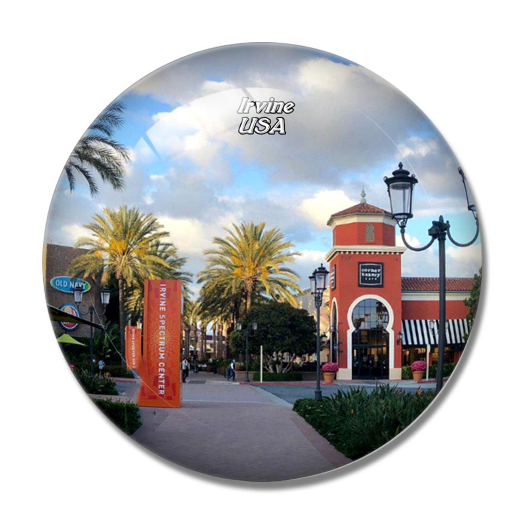 3D Fridge Refrigerator Magnet - Irvine Spectrum Center Souvenir, Crystal Glass Whiteboard Magnet for Kitchen & Office Organization | USA Travel Memorabilia, Home Decor Gift Idea
