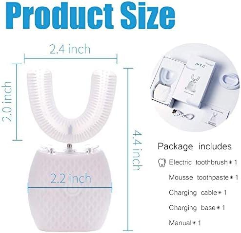 Automatic Ultrasonic Toothbrush - 360° Sonic Electric Toothbrush with Whitening, Waterproof & Rechargeable for Travel & Home Use | Perfect for Daily Oral Care & On-the-Go Hygiene (White)
