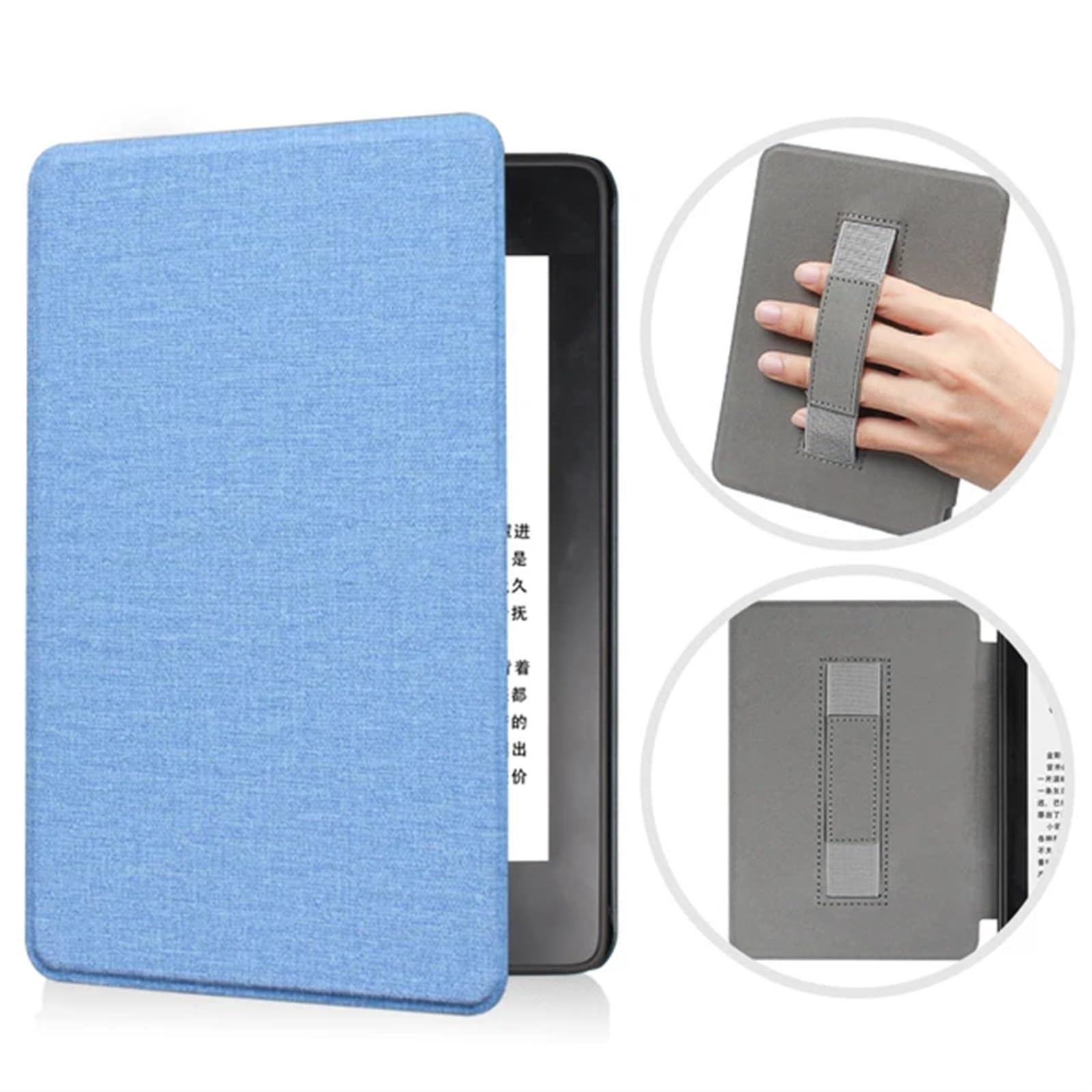 Premium Kindle Paperwhite 10/11th & 5/6/7th Protective Smart Cover - Lightweight Fabric Case with Hand Strap & Auto Sleep/Wake Function (Sky Blue, EY21 Model) - Perfect for Reading, Travel & Daily Commute