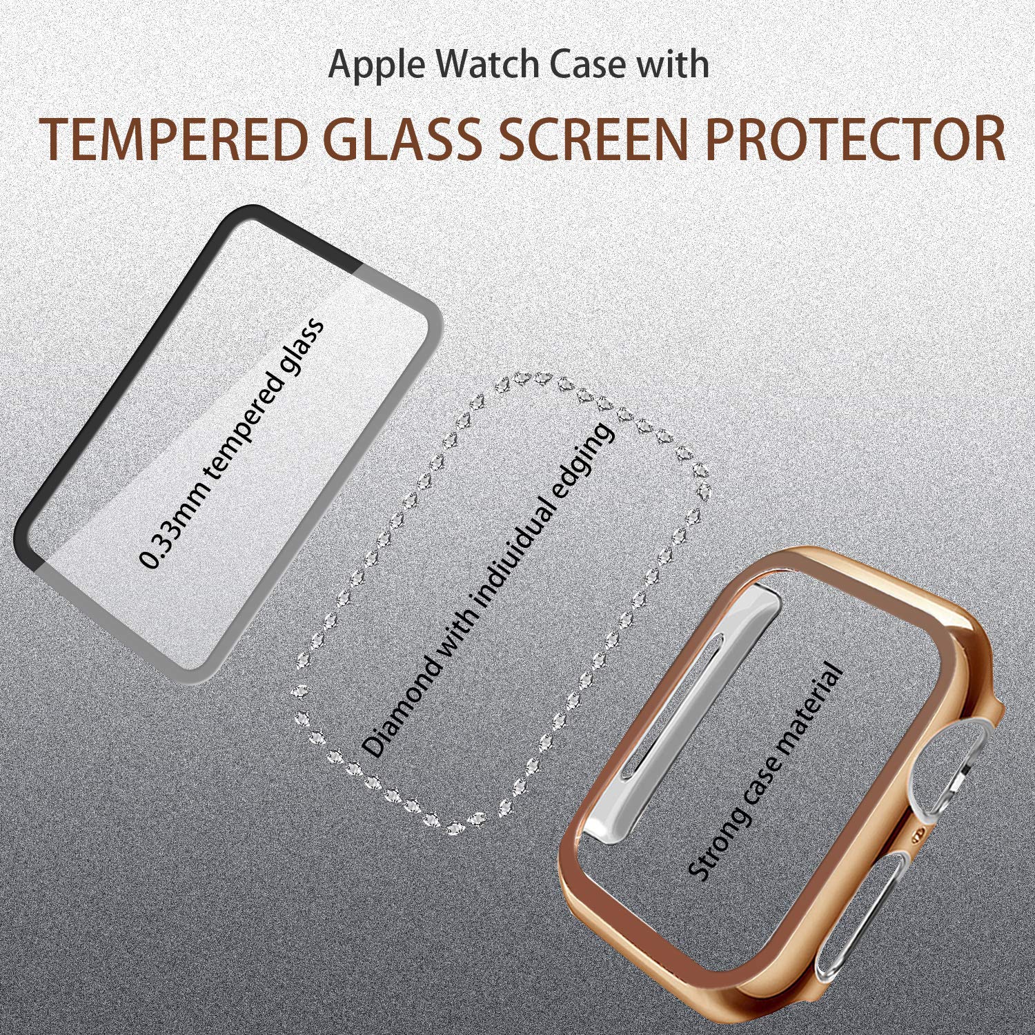 Mesime Compatible Apple Watch Band with Screen Protector Case - Jewelry Replacement Bands for 38mm/40mm/41mm/42mm/44mm/45mm/46mm - 2 Pack Protective Cover for iWatch Series 10/9/8/7/6/5/4/3/2/1/SE - Perfect for Women's Fashion, Workouts & Everyday Wear