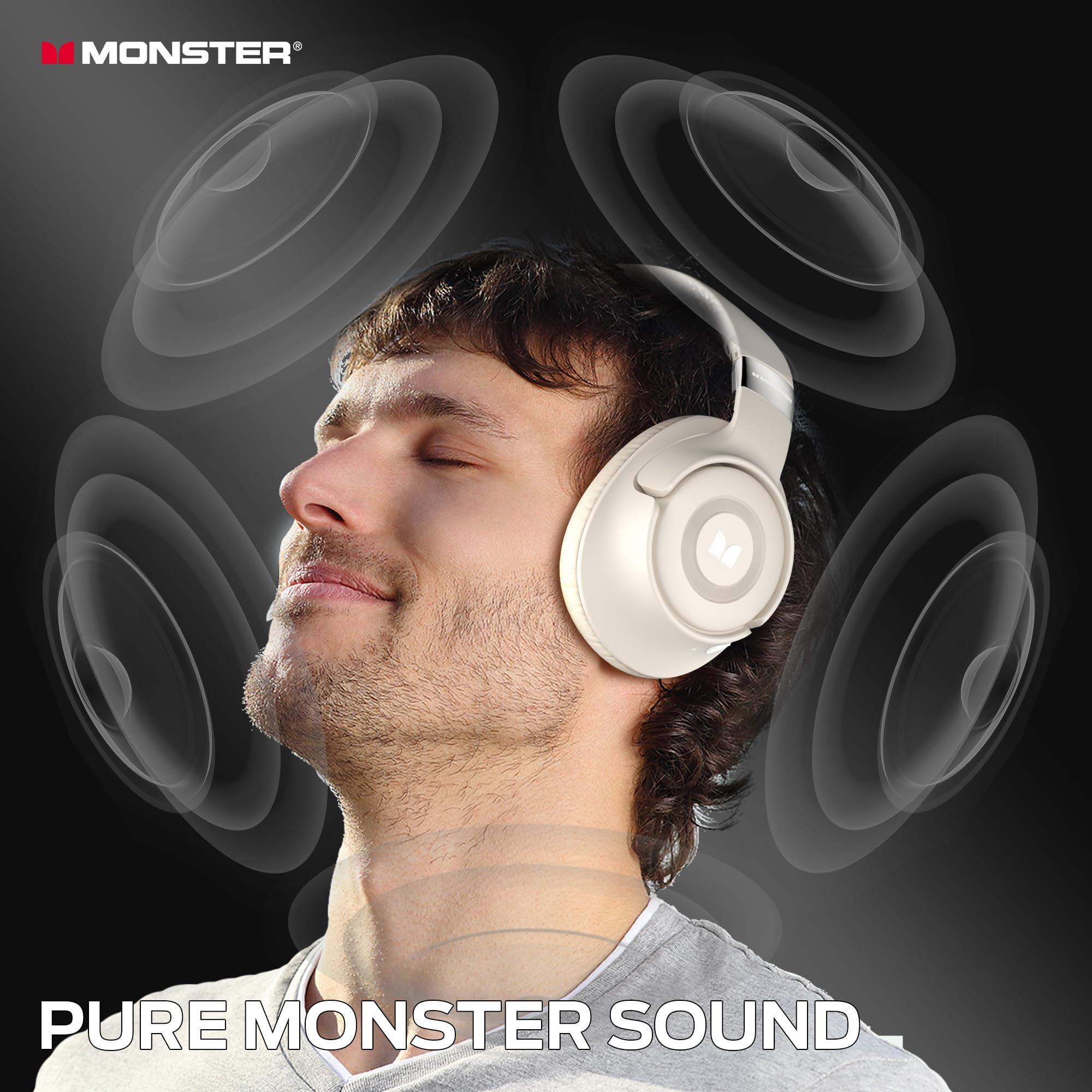 Monster Persona SE ANC Active Noise Cancelling Wireless Bluetooth Over-Ear Headphones - 60H Playtime, HiFi Stereo, Deep Bass, Built-in Mic, Memory Foam Ear Cups - Perfect for Home Office, Travel & Commuting