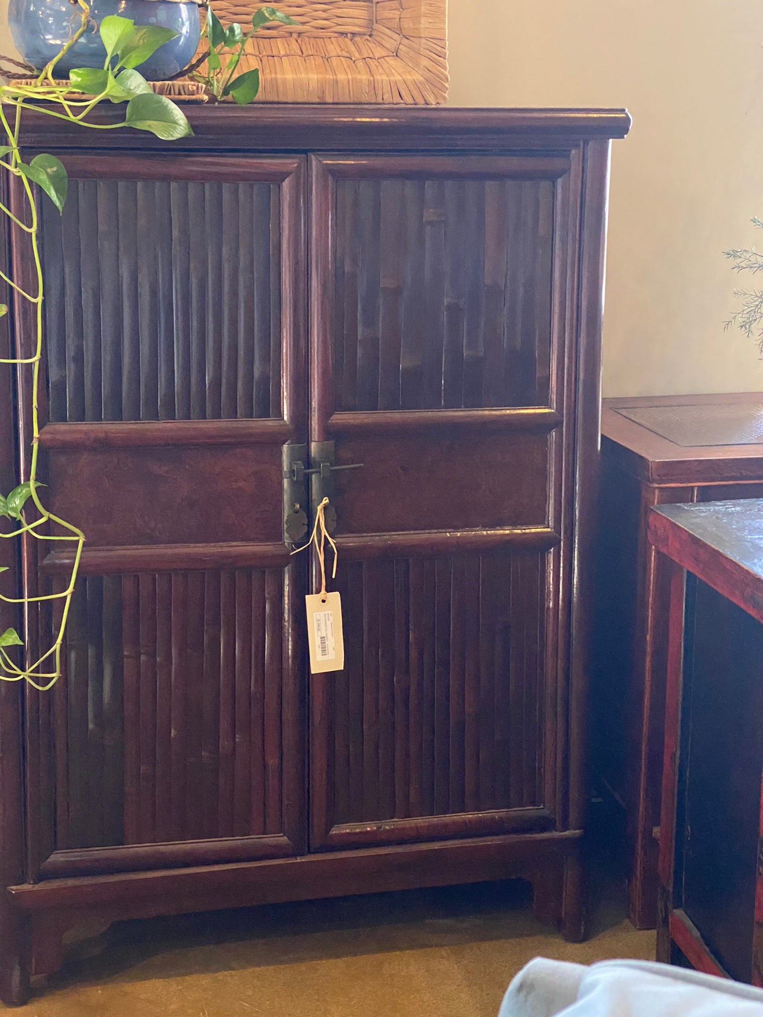 Vintage Split Bamboo Storage Cabinet - Handmade Rattan Organizer for Bedroom, Bathroom & Living Room - Clearance Sale