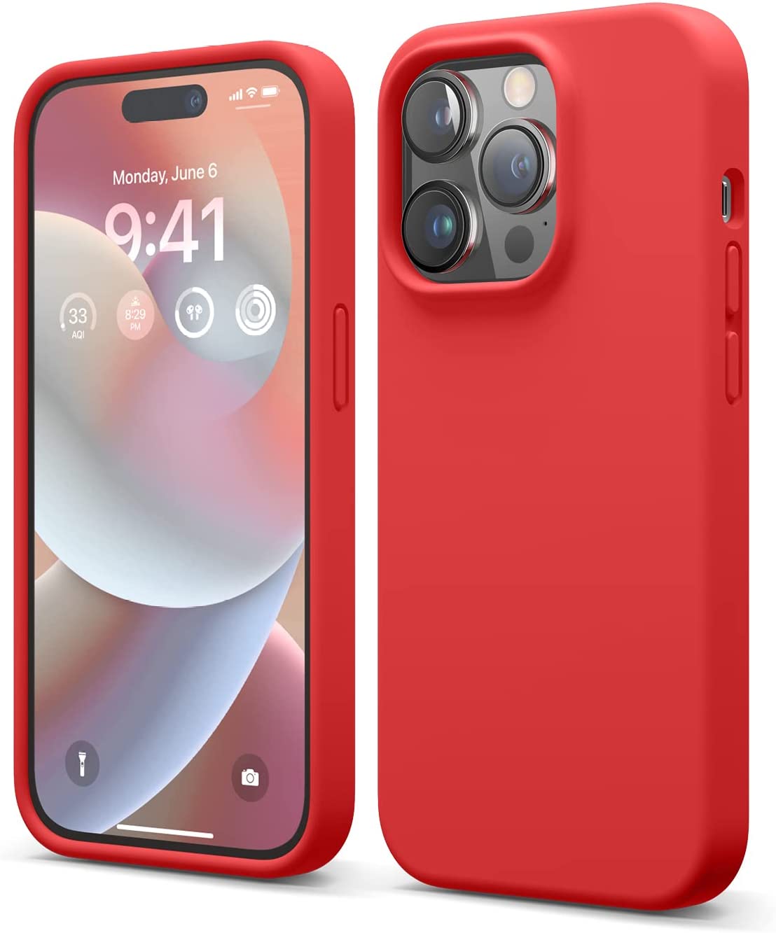 Premium Liquid Silicone Case for iPhone 14 Pro - Shockproof Full Body Protective Cover with Stone Texture | Perfect for Everyday Use, Travel & Outdoor Activities
