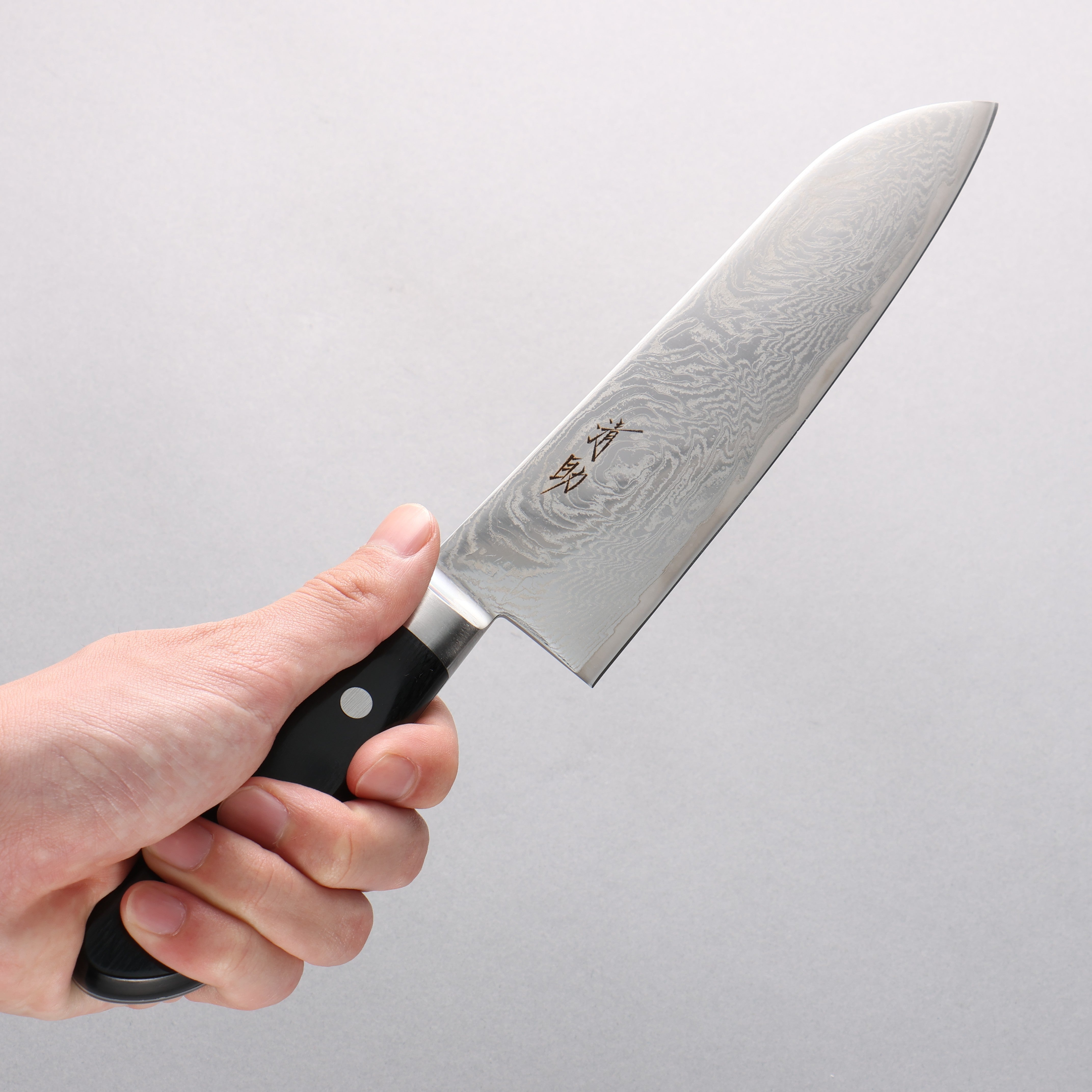 Premium AUS10 Damascus Santoku Knife 180mm - Mirrored Finish, Black Pakkawood Handle - Ideal for Slicing, Dicing & Mincing - Perfect Japanese Kitchen Knife for Chefs & Home Cooks