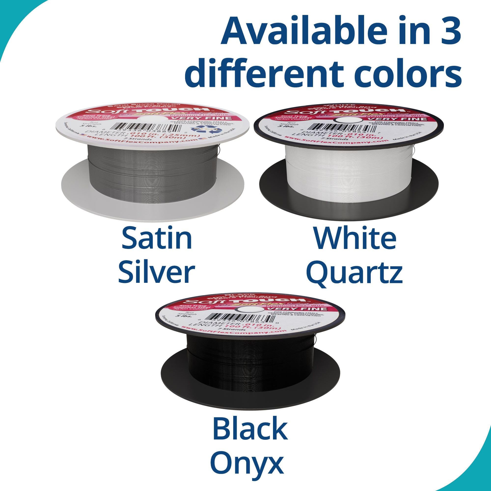 Soft Flex Kink Resistant Beading Wire - 0.10mm Ultra Fine Jewelry Making Wire (100ft) - Perfect for Delicate Necklaces, Bracelets & DIY Bead Crafting